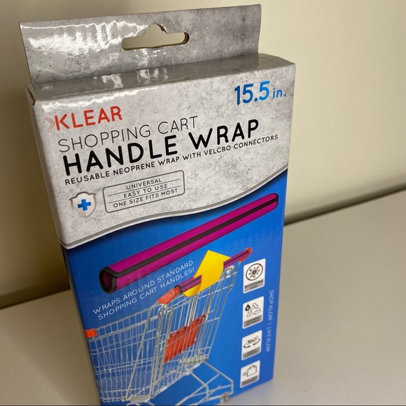 Shopping Cart Handle Wrap, Reusable Neoprene Velcro Cover, New by Klear, Pink - Picture 2 of 8